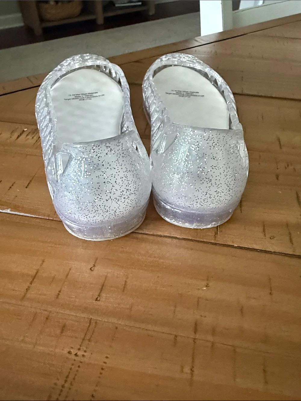 art class Girls' Silver Glitter Jelly Flats with Cutout Design